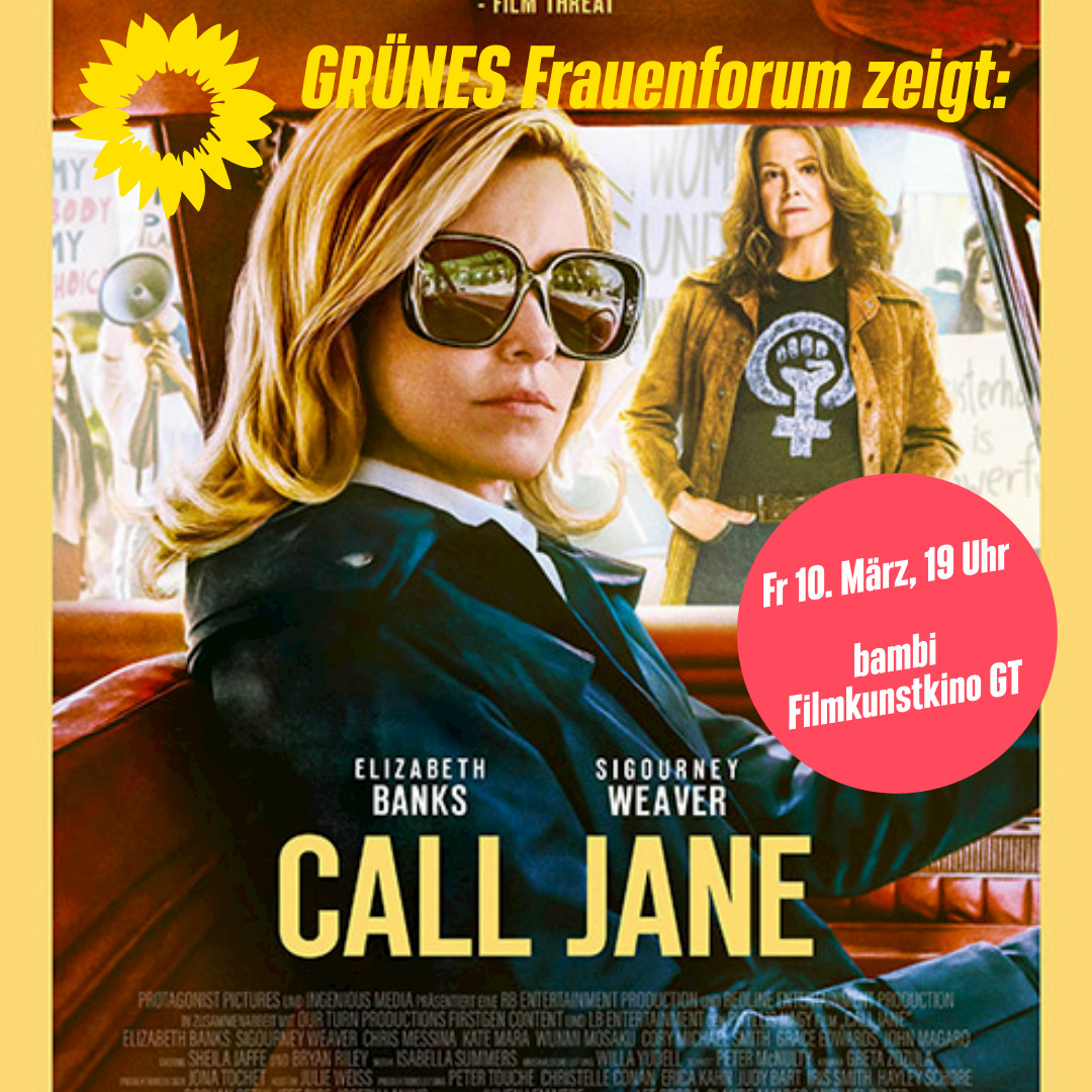 Das Grüne Frauenforum zeigt den Film "Call Jane" am 10. März, um 18:30 Uhr im bambi Filmkunstkino.