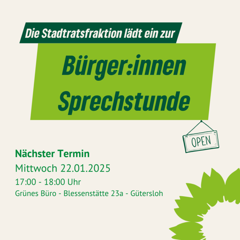 Grüne Ratsfraktion lädt zur Bürger:innensprechstunde ein