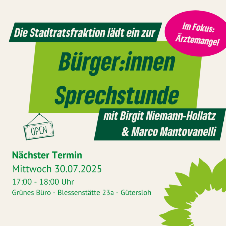 Grüne laden ein: Bürger:innensprechstunde zum Thema Ärztemangel