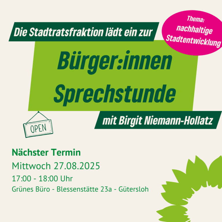 Bürger:innensprechstunde  zum Thema nachhaltige Stadtentwicklung