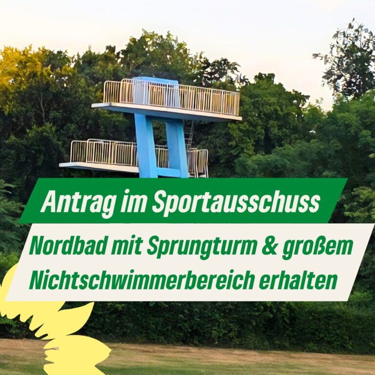 BÜNDNIS 90/DIE GRÜNEN fordern vollwertige Sanierung des Nordbads mit Sprungturm und großzügigem Nichtschwimmerbereich