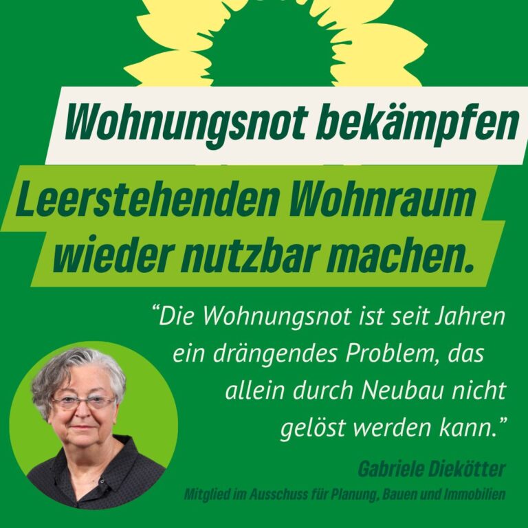 Grüne Fraktion beantragt Prüfung eines Leerstandskatasters zur Aktivierung von Wohnraum